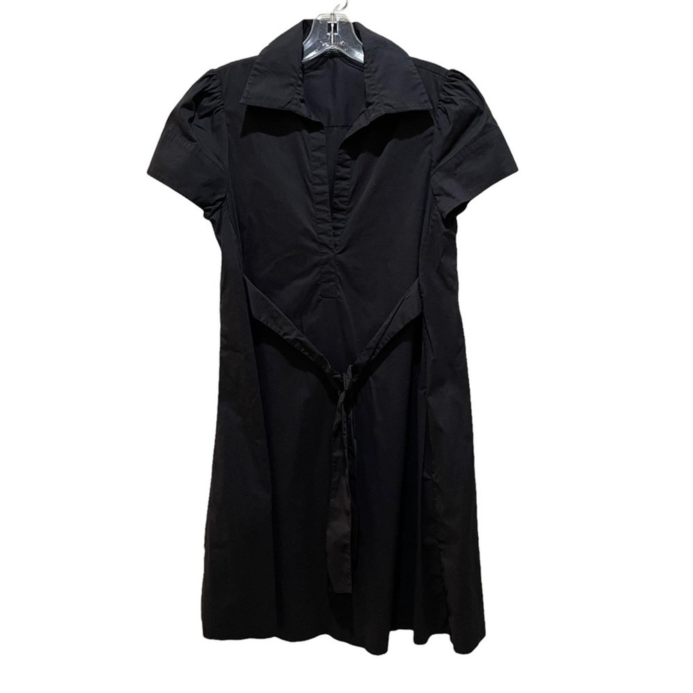 BCBGMaxazria Short Sleeve Tie Waist Dress Black Size Small